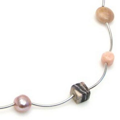 Luna-Pearls Collier mit Edelsteinen + Zuchtperlen