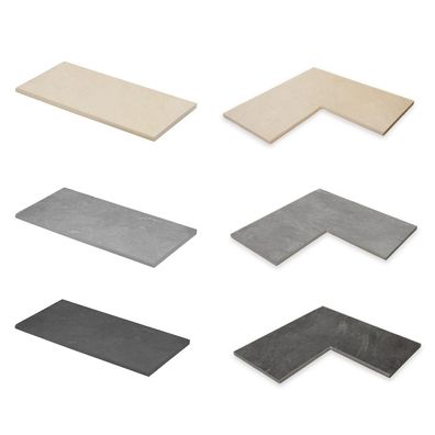 Trend Keramik-Beckenrandsteine Set f. REB 600 x 300 cm | Ecke 90 Grad | Earthstone