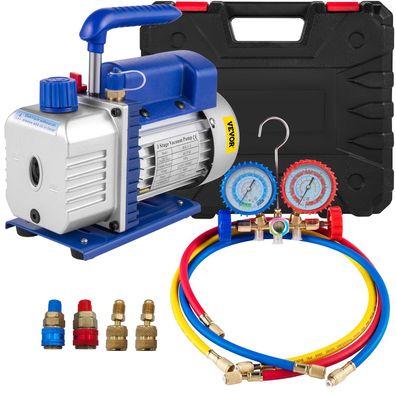 VEVOR Vakuumpumpe 4 CFM 220 V Unterdruckpumpe mit Manometer-Set Klimaanlage