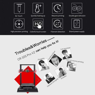 Comgrow Creality CR-10S Pro V2 3D-Drucker 300x300x400 BL Touch Bondtech