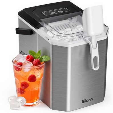 Silonn Eiswérfelmaschine tragbar 12 kg/Tag 9 Wérfel in 6 Min selbstreinigend