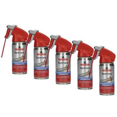 5x NIGRIN Kupfer Spray hochdruckstabiles Trennmittel 100ml Kupferspray