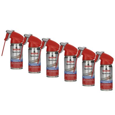 6x NIGRIN Kupfer Spray hochdruckstabiles Trennmittel 100ml Kupferspray