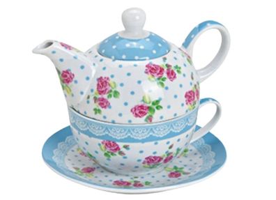 G. Wurm Teekannen-Set "Rosen" aus Porzellan 3er Set | B15×H15×T10