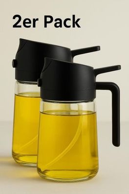Doppelpack Ölspender & Ölsprüher – 500 ml Glas | Feiner Ölnebel & Dosierfunktion BPA