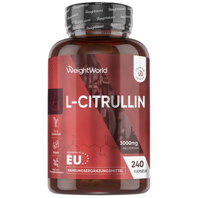 WeightWorld L-Citrullin 3000mg pro Portion - 240 vegane Citrulline Kapseln