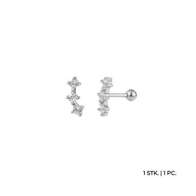 Piercing - Silber rhodiniert - Zirkonia 3,8 mm