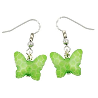 Ohrhaken Ohrhänger Ohrringe 32x16mm Schmetterling mit Schliff Kunststoffperle