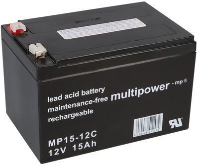 Multipower MP15-12C AGM Zyklenakku 12V 15Ah – F6,3 mm