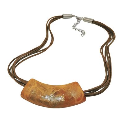 Kette 54x19mm Anhänger Rohr flach gebogen ocker-hellbraun-marmoriert glänzend