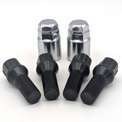 Felgenschlösser M14x1,5 28mm Kegelbund 60° Schwarz Für FORD Galaxy Felgen Schloss
