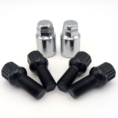 Felgenschlösser M14x1,5 27mm Kugelbund R13 Schwarz Für SEAT Alhambra, Altea, Altea