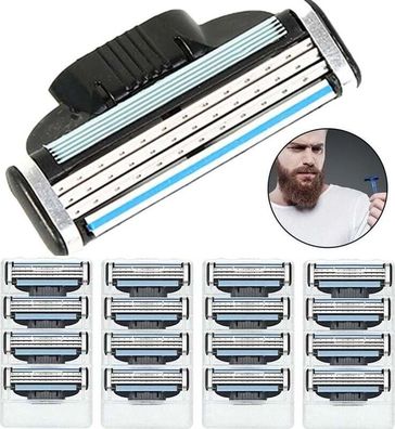16 Rasierklingen-Nachfüllpackungen für Mach 3, manuelle Turbo-Rasierklingen für Herre