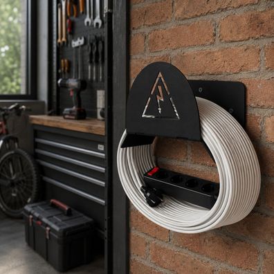 QLS Kabelhalter aus Stahl pulverbeschichtet für Garage Werkstatt Keller 11489
