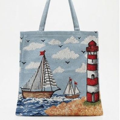 Gobelin - Shopper Schiffe & Leuchtturm
