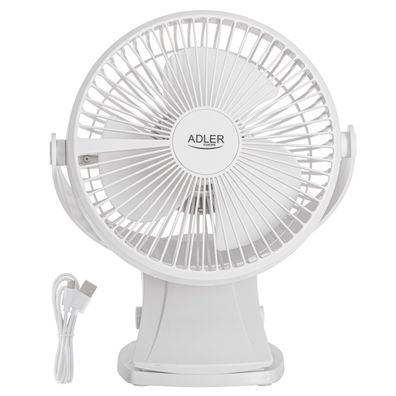 Tischventilator AD 7342W Adler Akku Ventilator mit Clip, USB Camping Ventilator