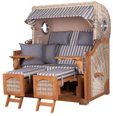 Strandkorbset - bene living - Ammersee 2,5-Sitzer Teak - PE shell - Modell 545