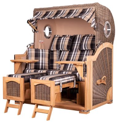 Strandkorbset - bene living - Ammersee 2,5-Sitzer Teak - PE grau - Modell 583