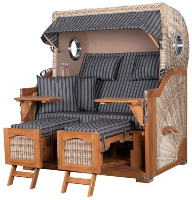 Strandkorbset - bene living - Ammersee 2,5-Sitzer Teak - PE shell - Modell 500