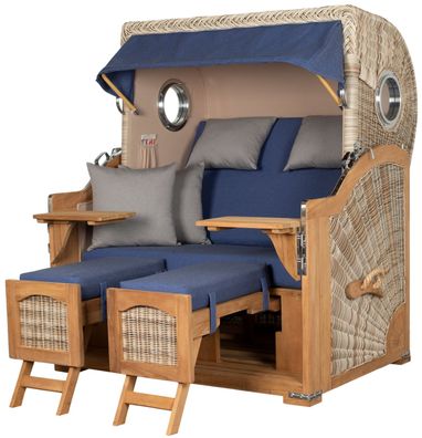 Strandkorbset - bene living - Ammersee 2,5-Sitzer Teak - PE shell - Modell 595
