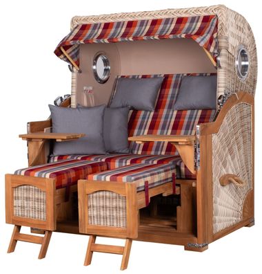 Strandkorbset - bene living - Ammersee 2,5-Sitzer Teak - PE shell - Modell 584