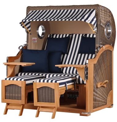 Strandkorbset - bene living - Ammersee 2,5-Sitzer Teak - PE grau - Modell 518