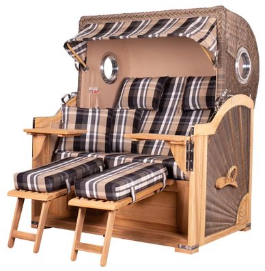 Strandkorb-Set bene living Königssee Teak Bullauge PE grau Modell 583 Liftersystem