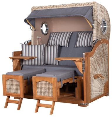 Strandkorbset - bene living - Ammersee 2,5-Sitzer Teak - PE shell - Modell 544