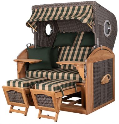 Strandkorbset - bene living - Borkum 2,5-Sitzer Teak - PE grau - Modell 506