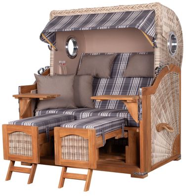 Strandkorbset - bene living - Ammersee 2,5-Sitzer Teak - PE shell - Modell 522