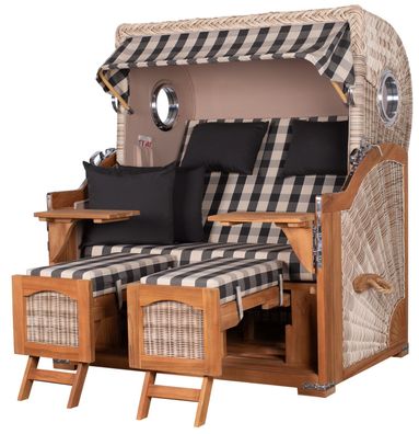 Strandkorbset - bene living - Ammersee 2,5-Sitzer Teak - PE shell - Modell 505