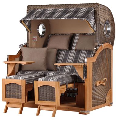 Strandkorbset - bene living - Ammersee 2,5-Sitzer Teak - PE grau - Modell 522