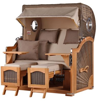 Strandkorbset - bene living - Ammersee 2,5-Sitzer Teak - PE grau - Modell 510