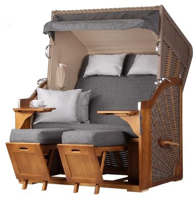 Strandkorb Komplettset - bene living - Schleswig Pinie - PE mokka - Modell 558
