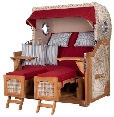 Strandkorbset - bene living - Ammersee 2,5-Sitzer Teak - PE shell - Modell 585