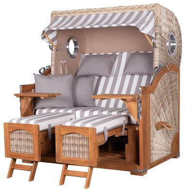 Strandkorbset - bene living - Ammersee 2,5-Sitzer Teak - PE shell - Modell 513