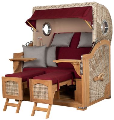 Strandkorbset - bene living - Ammersee 2,5-Sitzer Teak - PE shell - Modell 594