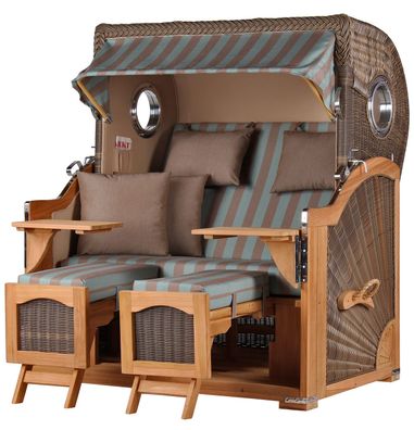 Strandkorbset - bene living - Ammersee 2,5-Sitzer Teak - PE grau - Modell 520