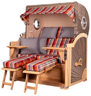 Strandkorb-Set bene living Königssee Teak Bullauge PE grau Modell 584 Liftersystem