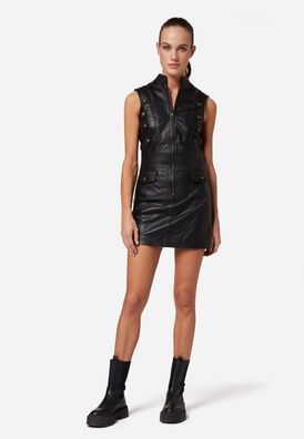 Ricano Gotik Lederkleid Schwarz | Damen | Lammnappa | Slim Fit | Echtleder