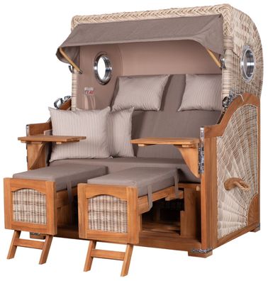 Strandkorbset - bene living - Ammersee 2,5-Sitzer Teak - PE shell - Modell 534