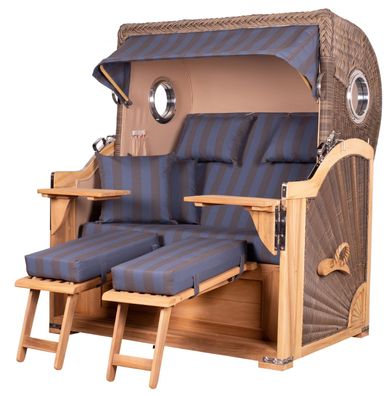 Strandkorb-Set bene living Königssee Teak Bullauge PE grau Modell 582 Liftersystem