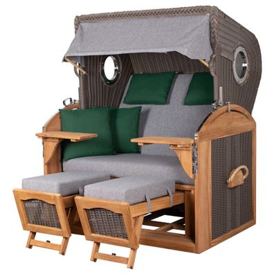 Strandkorbset - bene living - Borkum 2,5-Sitzer Teak - PE grau - Modell 571