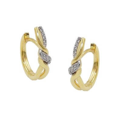 Creole Ohrringe 18x4mm Klappscharnier überkreuzt Zirkonias 9Kt GOLD