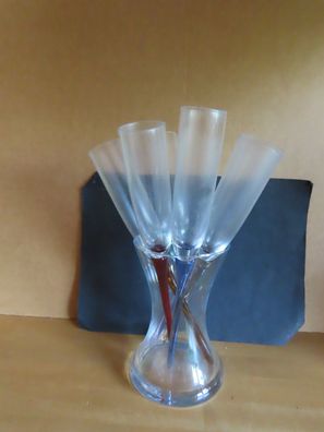 Sektflöten Champagnerflöten ohne Fuß farbige Stiele 6St im Glasbehälter