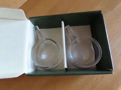 2 Schnapspfännchen Fondue klar mundgeblasen Glas WMF
