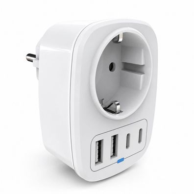 L57C EU Steckdose Steckdosenleiste + 2x USB A + 2x Typ-C Ladegerät für Handy PC
