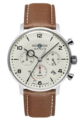 Zeppelin Herrenuhr Solar Chronograph LZ129 Hindenburg Braun 8086-5-n