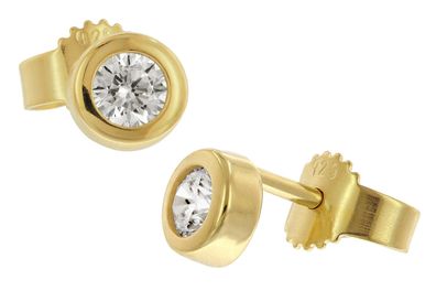 trendor Schmuck Damen-Ohrringe 925 Silber Goldplattiert Zirkonia Ohrstecker 68720