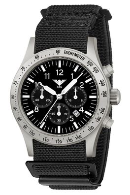 KHS Herrenuhr Platoon Solar Chronograph Stahl Schwarz PLASSC. DFB